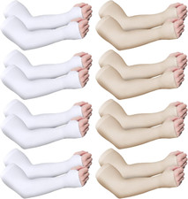 Eurzom 8 Pairs Elderly Skin Protector Sleeves Thin Skin Arm Sleeve Bruise Protec