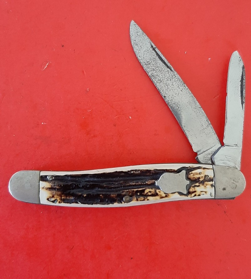 Vintage Camillus Sword Folding Pocket Knife Bone Handle 2 Blade Found Condition