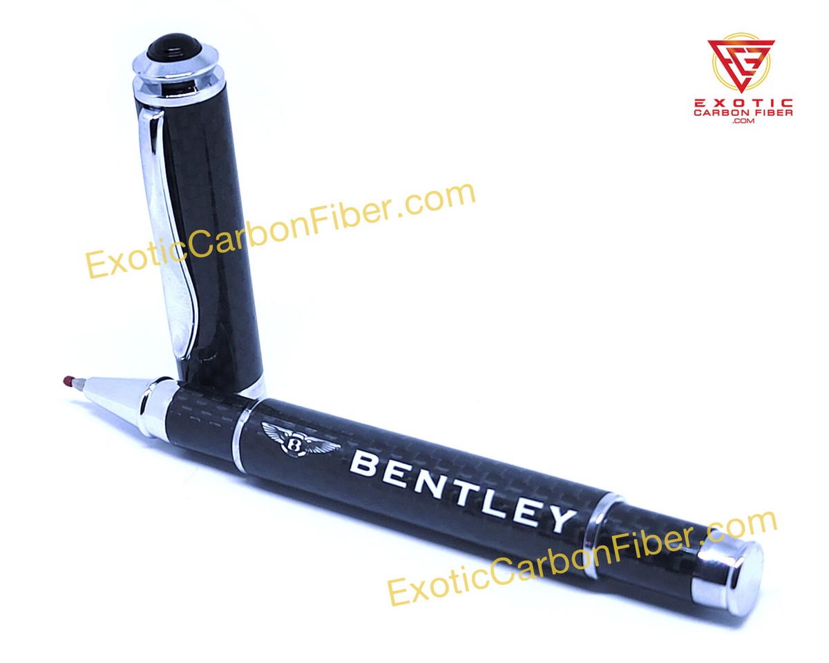 Bentley White Text and Logo Carbon Fiber Ballpoint Pen - Great