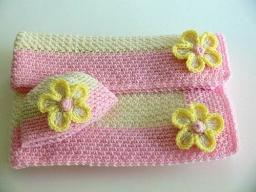 Crochet Pattern DIGITAL DOWNLOAD Baby Blanket & Hat Flowers/Cars/Star Appliques - Picture 5 of 7