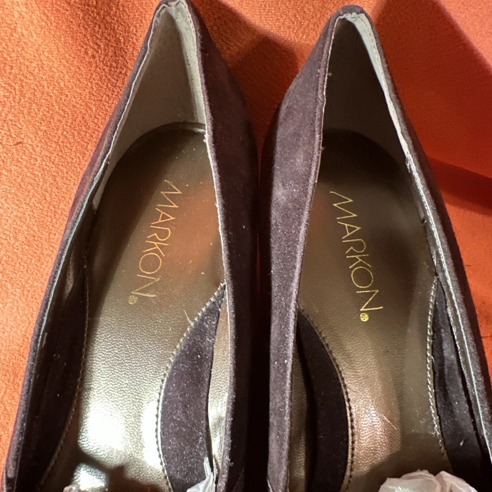 Markon Dark Brown Suede Leather Wedge “Quarry” Slip On Women’s Shoes 9m - Image 4 of 4