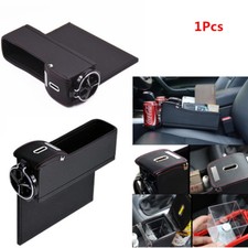 1Pcs Car Left Side Seat Gap Coin Collector Cup Holder Black  Storage Box Catcher