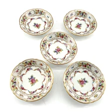 Schumann Dresden Garland Chains Swags 5.25" Berry Bowls Pink Rose Lot Of 5
