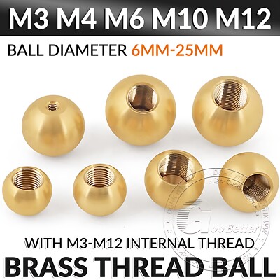 Pure Brass Thread Ball Nut With Internal Thread M3 M4 M6 M10 M12 Diameter 6-25mm