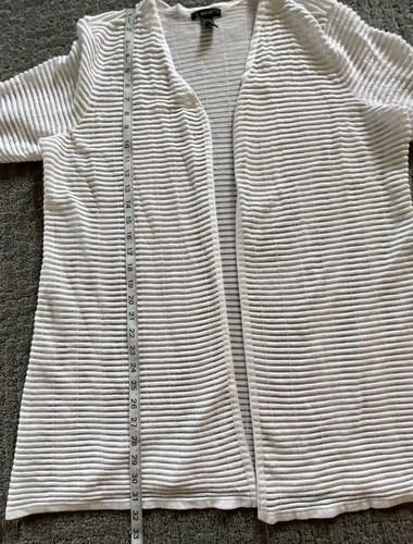 Alfani weiße transparente gestreifte offene Strickjacke Damen XL Strand Coverup Kreuzfahrt - Bild 7 von 8