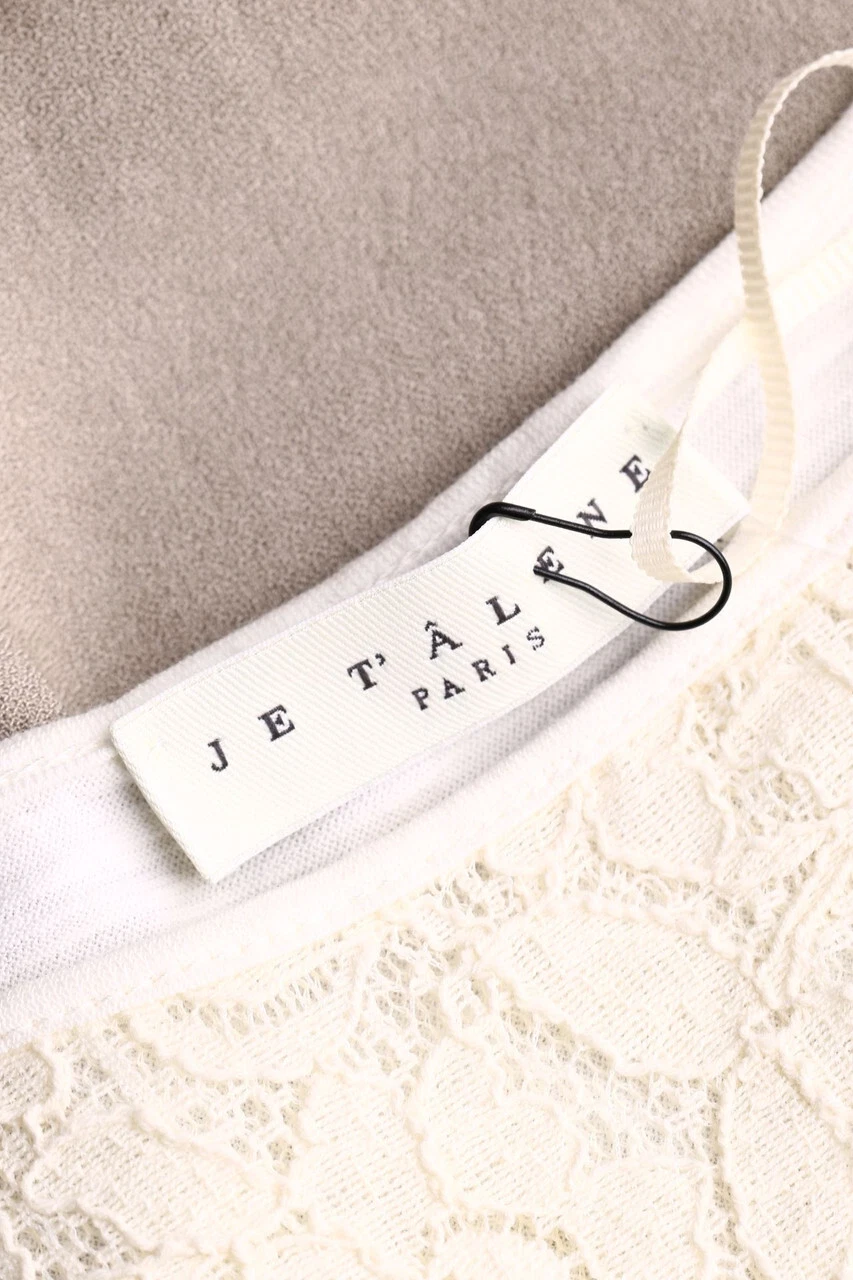 OFF WHITE JE T ́LENE abito inserto in pizzo I 42 = D 36 bianco sporco marrone talpa 33182 NUOVO