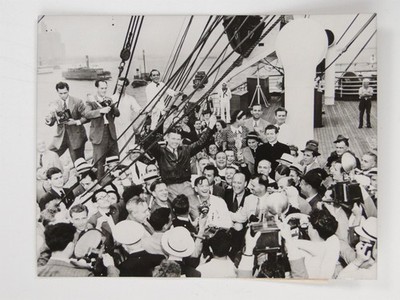 Aviator Douglas Corrigan Triumphant Return New York Ship Manhattan 1938 Photo