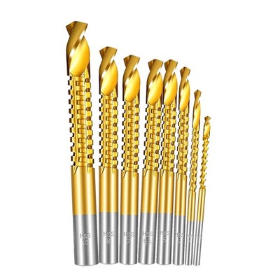 8 Piece Titanium Coated HSS Drill Bit Set Hex Shank 3-10mm Metal Storage Box