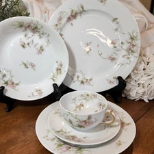 Haviland Poppies Schleiger 377 Limoges 5 Piece Place Setting Plates Bowl Cup