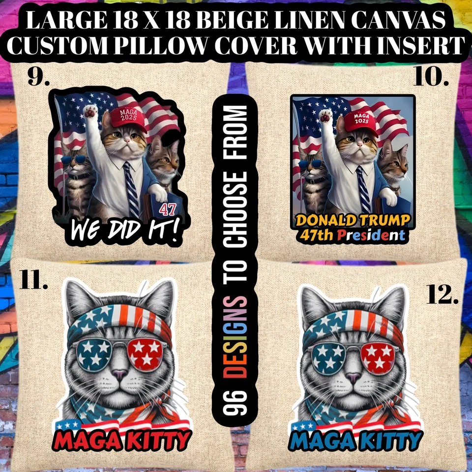 FUNNY DONALD TRUMP CANVAS ACCENT THROW PILLOW CATS DOGS DOGE MAGA ANIMALS MAGA - Image 3 of 4