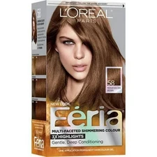 L'Oreal Paris Feria Shimmering Permanent Hair Color, 58 Medium Golden Brown