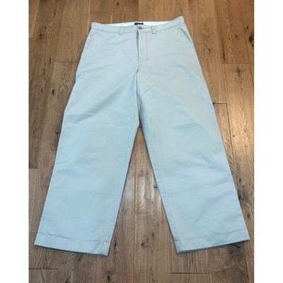 J.Crew Giant Fit Chino Pants Mens W33 Light Khaki 100% Cotton Wide Leg