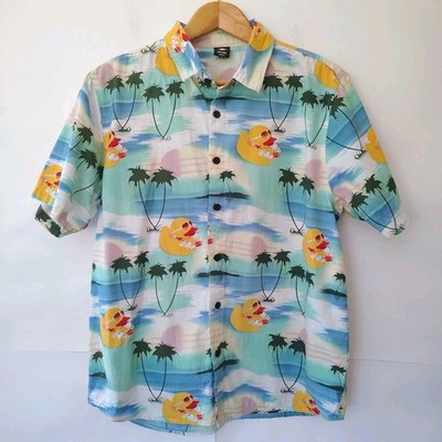 Neff Hawaiian Rubber Duck Button Up Short Sleeve Shirt Men's M Tropical Cotton