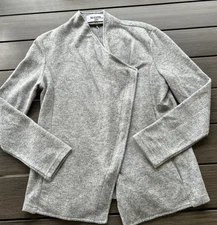 BB Dakota Cardigan Women M Gray Knit Full Zip VNeck Long Sleeve Rayon Asymmetric