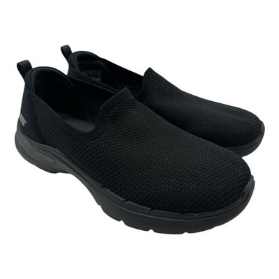 Skechers Go Walk 6 Clear Virtue Shoes Womens Sz 6 W WIDE Black Slip On Sneakers