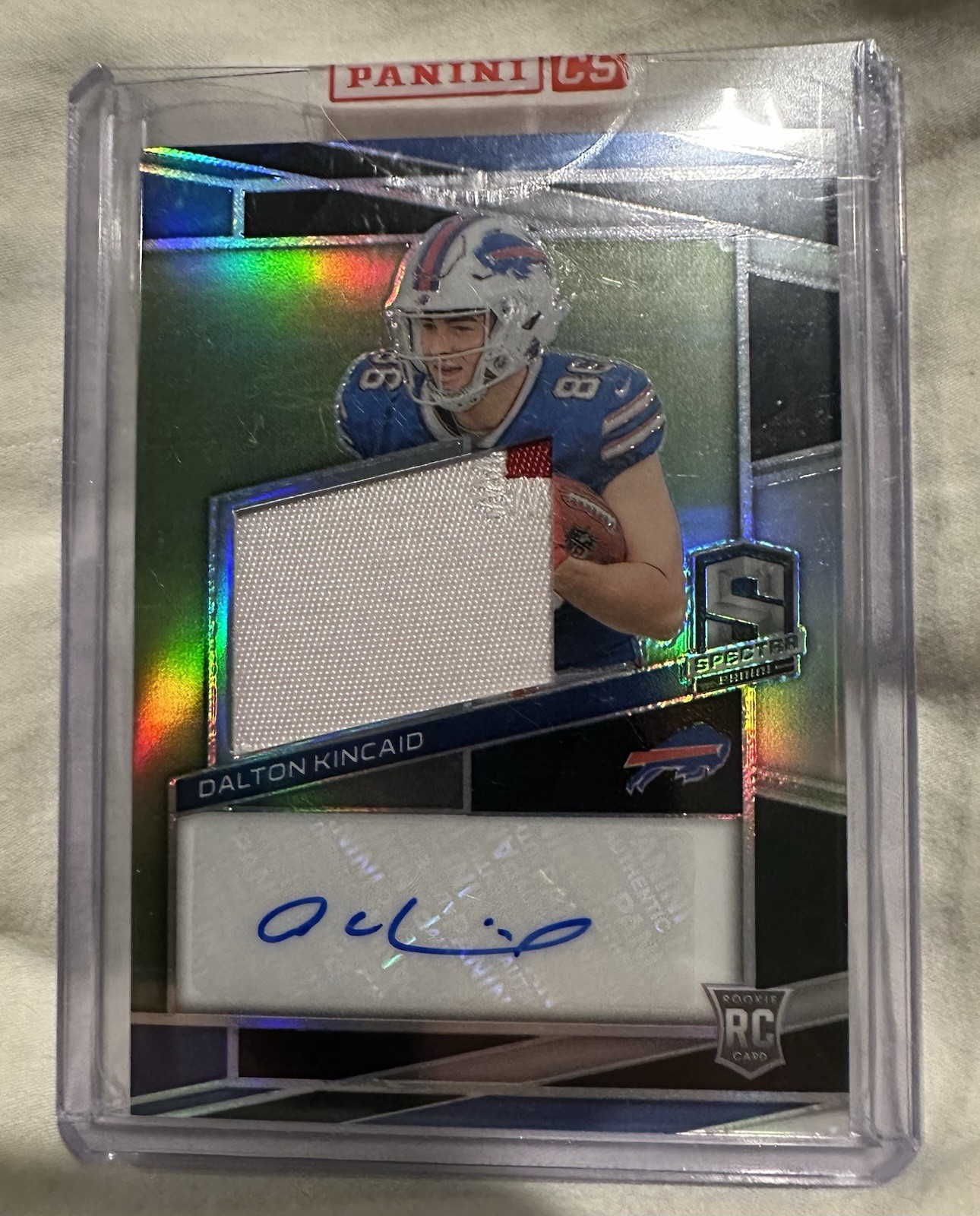 Dalton Kincaid 2023 Spectra -Rookie Patch Autographs #207 44/99 Two color patch