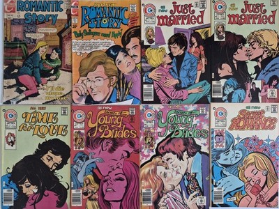 Charlton Romance Comic Lot (8) VF- FN- 1976 Just Married, Young Bride Bronze Age