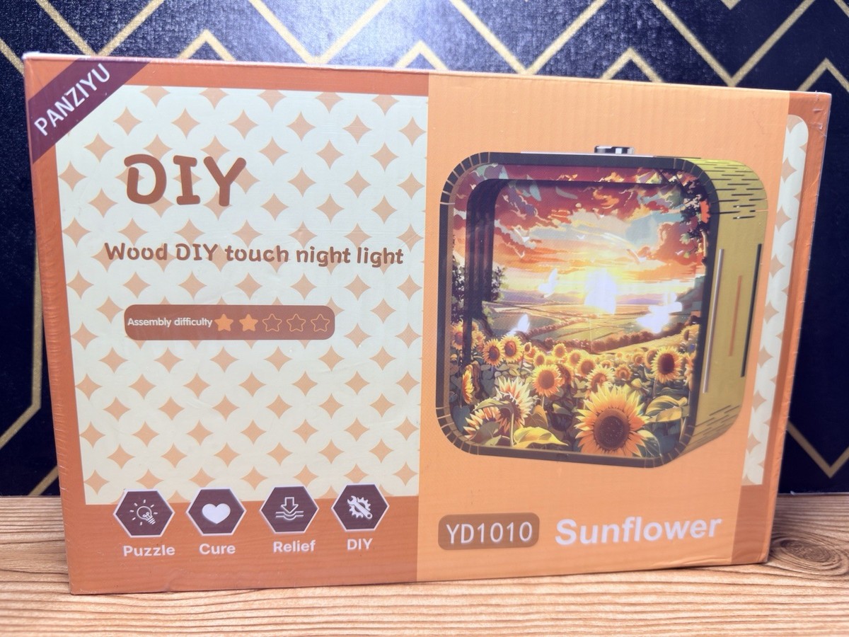 3D Wooden Puzzle Night Light DIY LED Art Lamp Kit for Adults Desk
