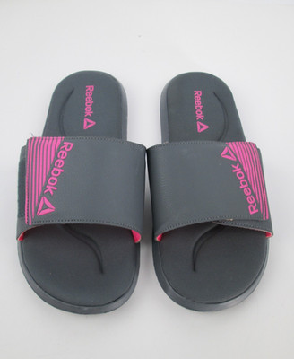 Reebok Womens Gray Pink Memory Foam Slides Shoes Sandals Size 10