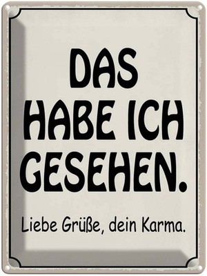 Blechschild 40x30 cm das habe ich gesehen dein Karma Spruch Zitat Deko Geschenk 