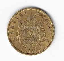 France 20 Francs 1865 A 6.45g .900 Gold