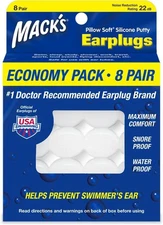 Mack's Pillow Soft Silicone Earplugs, 8 Pair - 16 Count (Pack of 1), White 