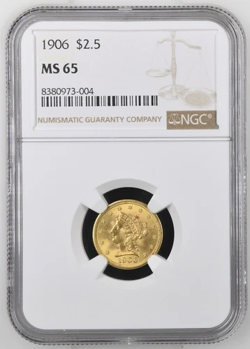 1906 $2.50 Gold Liberty Head Quarter Eagle NGC MS-65