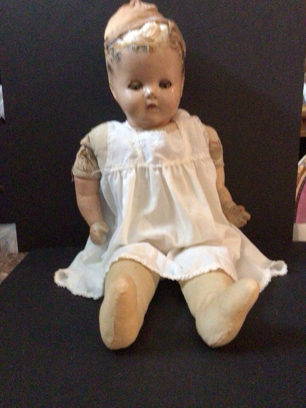 Vintage Scary Creepy Antique Composition Cloth Doll