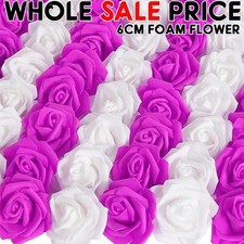 100 Pcs Large 6CM Artificial Flowers Foam Rose Heads Wedding Party Decor Bouquet