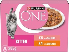 PURINA ONE Kitten Mini Fillets Salmon and Chicken Wet Cat Food 8x85g (Pack of 5) 53.54 per kilo