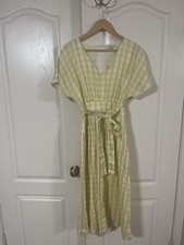 Great Condition Madewell Yellow & White Check Short Sleeve Midi Dress With How