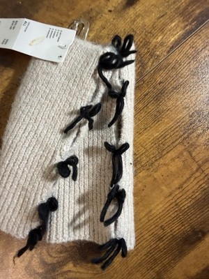Urban Outfitters Women's Rib Knit Leg Warmers Ivory w/ Black Bow Size ALL