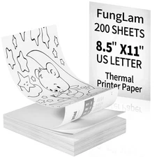 Thermal Printer Paper 8.5” x 11”, US Letter Thermal Papers, Continuous Perfor...