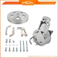 Power Steering Pump Aluminum 1 Groove Keyway Pulley Bracket For Chevy Gm