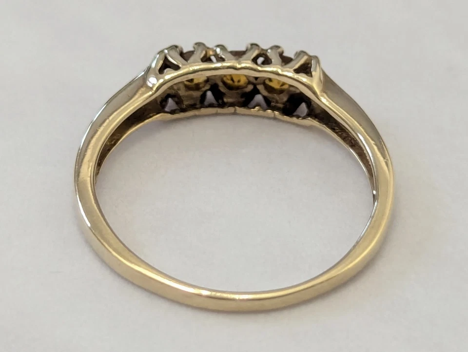 Anillo de oro amarillo de 9 quilates piedras redondas de citrino anillo sello completo talla N Foto 3 de 4