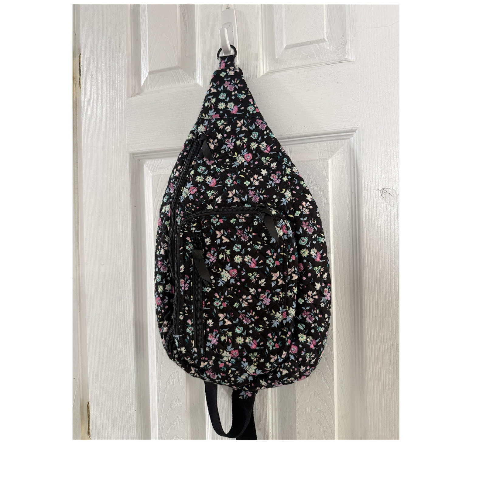 Vera Bradley Black Floral Sling Crossbody Bag