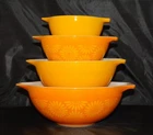 Vintage Pyrex Sunflower Daisy Cinderella Bowl Set 441 442 443 444 Nesting