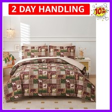 Lodge Wildlife Comforters Set Queen Size - 7 Pieces Cabin Deer Bear Rustic Fa...