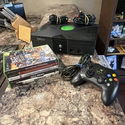 Original Xbox Console Bundle W/Controller/Cables/5 Games-Discs VG-LN/All Tested!