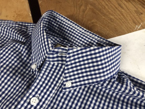 Wrangler Navy Blue White Plaid Check Relaxed Button-down Western SHIRT Mens L - Picture 5 of 13