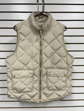 Woolrich Vest Womens L White Duck Down Feather Quilted Full Zip Sleeveless BH