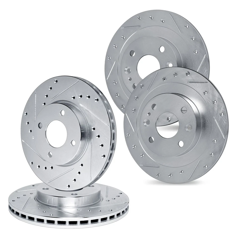 For Nissan 240SX 89-98 Drilled & Slotted Front & Rear Brake Rotor Set - Image 2 of 3