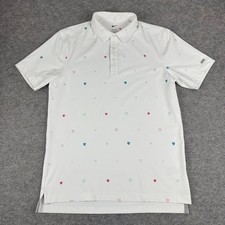Nike Dri Fit Player Heritage Golf Polo Shirt All Over Print White Mens Small S