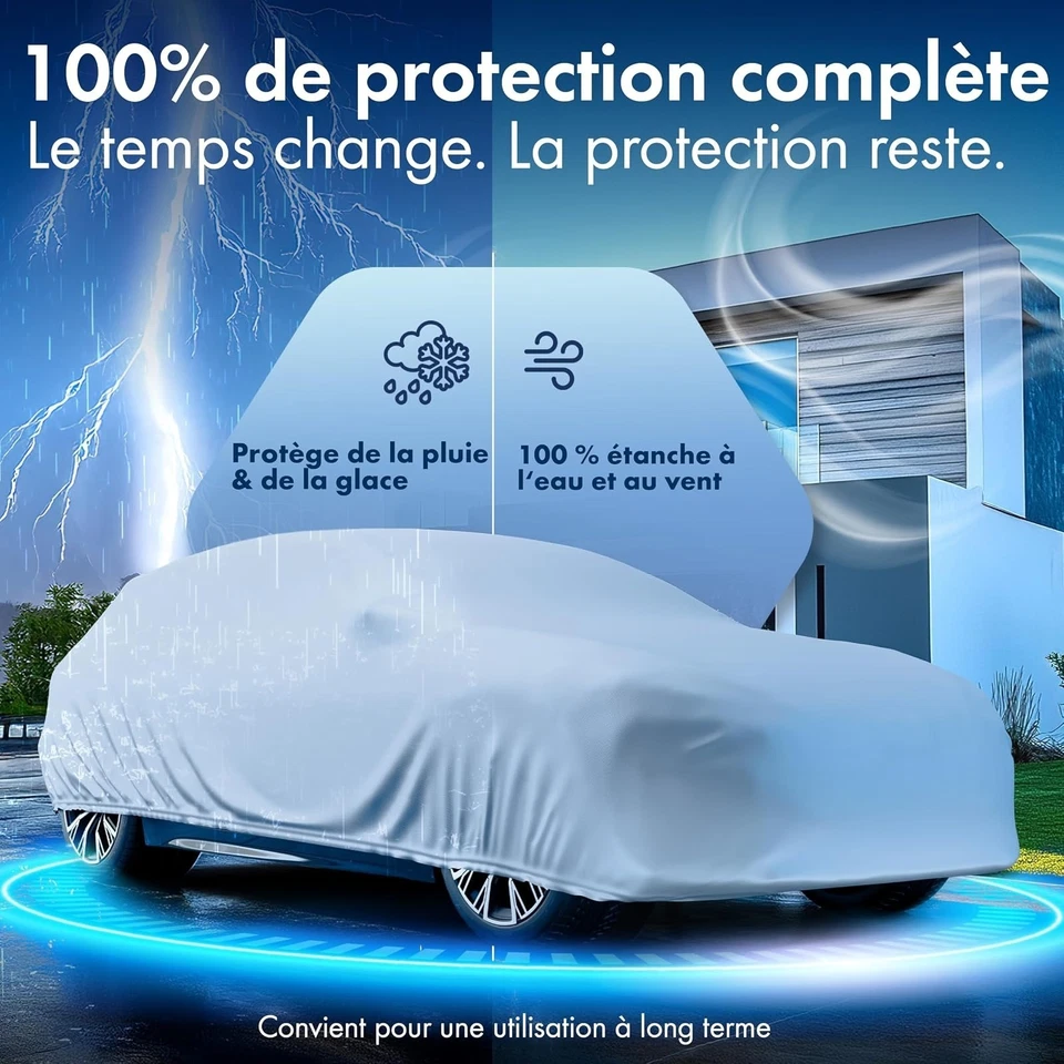 Bâche voiture extérieure WALSER Taille 4 Imperméable UV Argent - Photo 3/4
