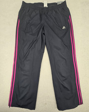 NWT Adidas Women s Track Pants Large Purple Mesh Lined 3-Stripe Performance