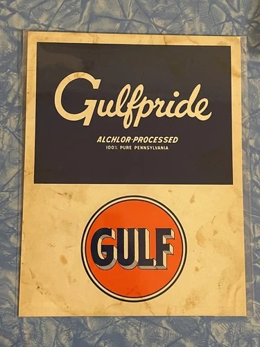 Gulf Gulfpride Motor Oil Poster PRINT 8.5 x 11 Vintage Ad Sign Gas Quart Gallon