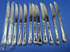 Davco Rose Silverplate (12) Pc Set of Dinner Knives 9"
