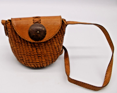 Vintage Donatello Italiano Modallo Woven Leather Cross Body Bag