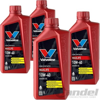 4x1L VALVOLINE MAXLIFE 10W-40 MOTORÖL passend für MB 229.3 VW 502/505.00 RN 0710