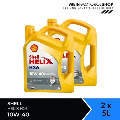 Shell Helix HX6 10W-40 VW 501 01 MB 229.3 API SN Motoröl 2x5 Liter = 10 Liter